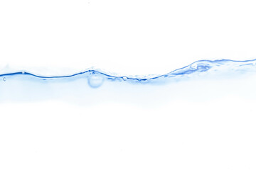 Isolated Water Splash with Blue Wave and Bubbles