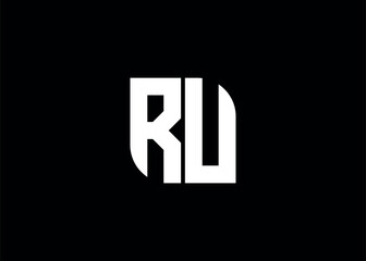 Monogram Letter RU Logo Design vector template