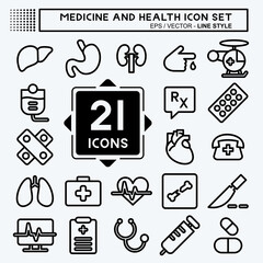 Icon Set Medicine and Health. suitable for education symbol. line style. simple design editable. design template vector. simple illustration