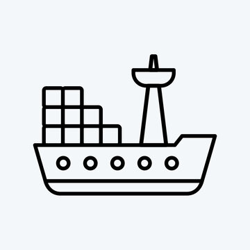 Icon Cargo Ship. suitable for Education symbol. line style. simple design editable. design template vector. simple illustration