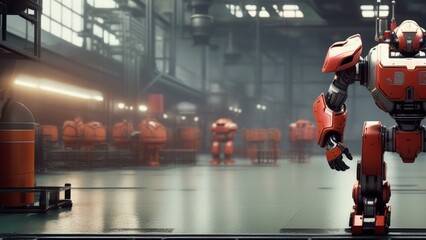 ai robot factory cinematic wallpaper