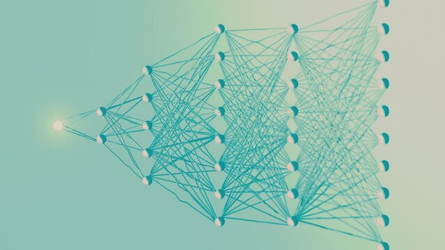 Deep Neural Network Model Visualization Animation. Deep Learning, Large Language Model Nodes Abstract Conscious Intro