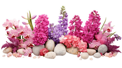 Beautiful bunch of pink flowers, lavender, tulip, red rose, jasmine, isolated on white background - Powered by Adobe