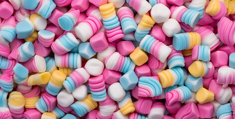 Fototapeta na wymiar a bunch of mini candy treats with different colors, colorful candy background