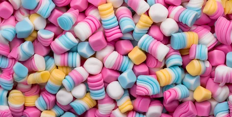 Keuken spatwand met foto a bunch of mini candy treats with different colors, colorful candy background © Kashif Ali 72
