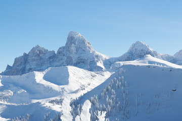 The Teton Range is a mountain range of the Rocky Mountains in North America. It extends for...