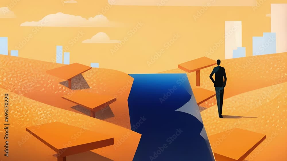 Poster a person walking down a path with multiple signs pointing in different directions demonstrating the 