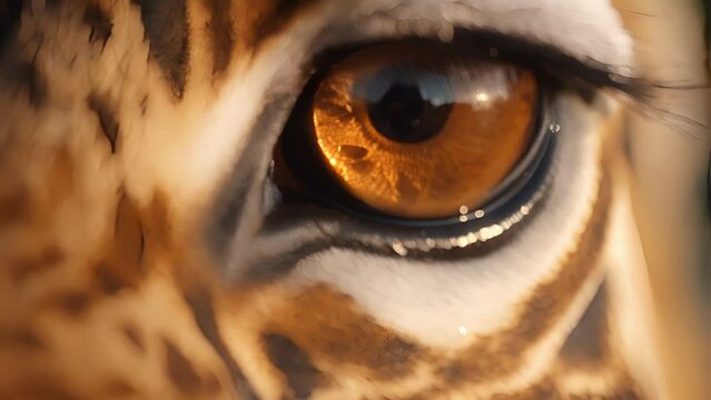 Macro shot of a giraffes eye in motion, the long lashes swaying with grace and poise.