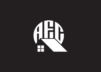 Real Estate Letter AFC Monogram Vector Logo.Home Or Building Shape AFC Logo.