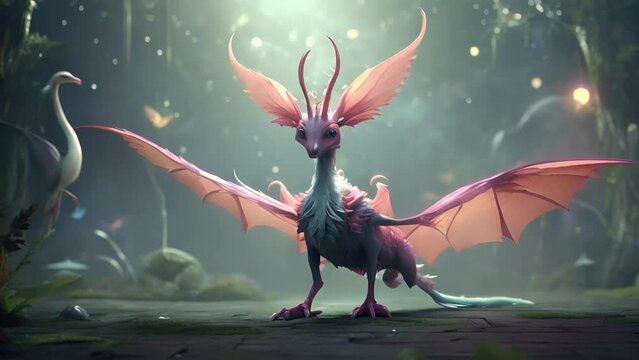 Minimal animation of fantasy creatures a magical and enchanting animation of fantastical creatures in a dreamy and otherworldly setting.