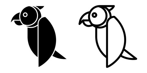 parrot icon, sign, or symbol in glyph and line style isolated on transparent background. Vector illustration