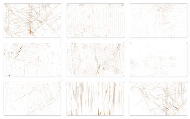 Set of grunge textures. Vector distress overlay textures.