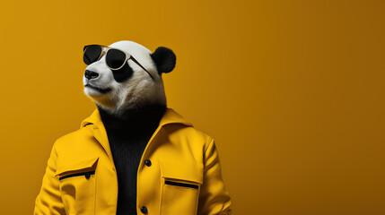 panda mascot wearing sunglasses 