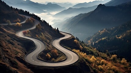 A winding road in the Mountains - Powered by Adobe