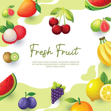 Fruit frame background design for social media post