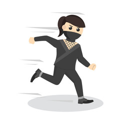 ninja woman running design character on white background