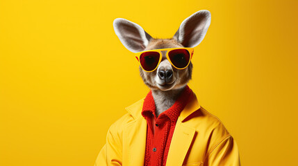 kangaroo wearing suit and sunglasses 