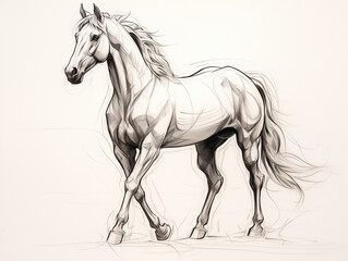 Obraz na płótnie Canvas A Pen Sketch Character Study Drawing of a Horse