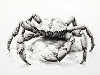 A Pen Sketch Character Study Drawing of a Crab - obrazy, fototapety, plakaty