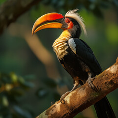 Fototapeta premium Thai Wilderness Unveiled: The Spectacular Hornbill in the Daylight Forest