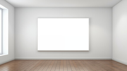 Minimalist White Room: Empty Space with Large Blank Photo Frame