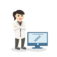scientists woman test dna information design character on white background