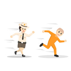 sheriff woman and prisoner design character on white background