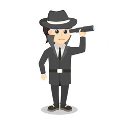 Spy woman Observation design character on white background
