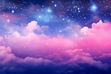 Fototapeta premium Abstract starlight and pink and purple clouds stardust, blink, background, presentation, star, concept, magazine, powerpoint, website, marketing. Night sky and fluffy clouds graphic resource by Vita