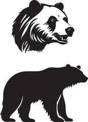 Bear silhouettes set  isolated white background