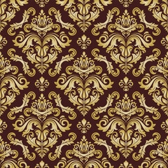 Classic seamless vector pattern. Damask orient ornament. Classic vintage brown golden background. Orient pattern for fabric, wallpapers and packaging