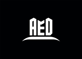AED letter logo design on creative BLACK background