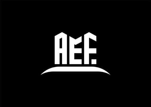 AEF letter logo design on creative BLACK background.