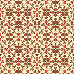 Japanese Brush Flower Diamond Vector Seamless Pattern
