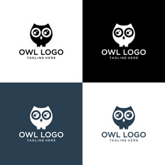 Owl vector symbol. Animal cartoon mascot. Wildlife. Owl vector sign. Black and blue cute owl icon.
