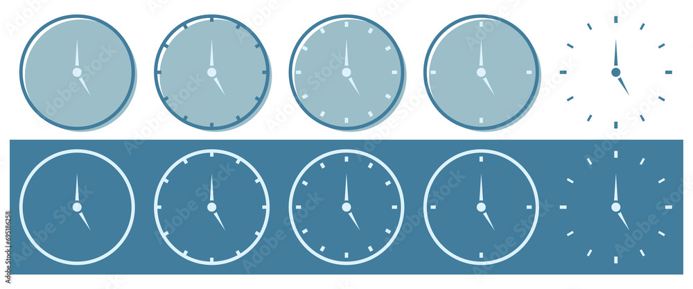 Poster time symbol clock set icon. simple and modern vector. line and silhouette design