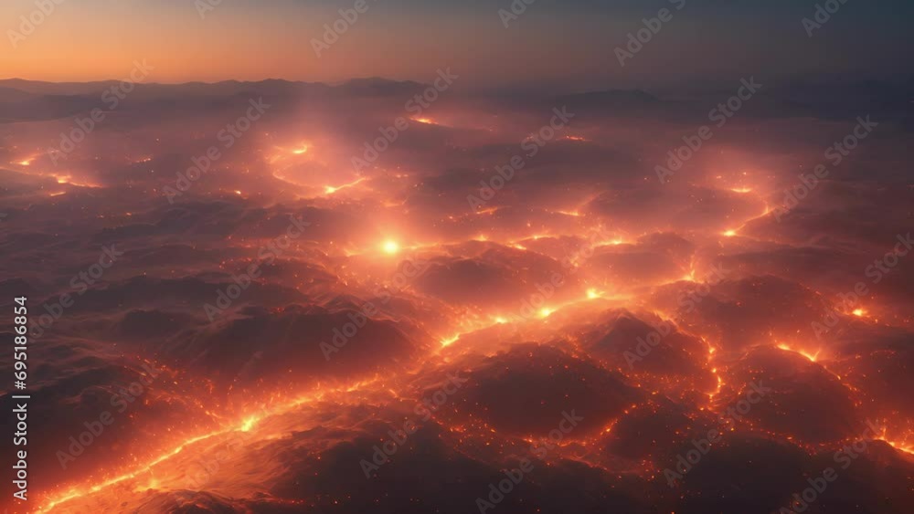 Poster this aerial footage Suns surface, ephemeral regions observed they move interact with each other, creating mesmerizing display energy.
