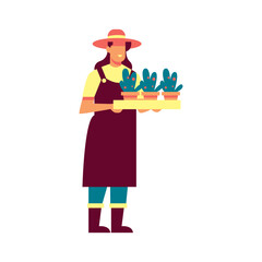 Flat Illustration of Faceless Farmer Female Character. Vector Design