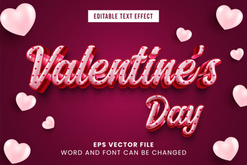 Valentine's day celebration 3d editable text effect. Love pink text style