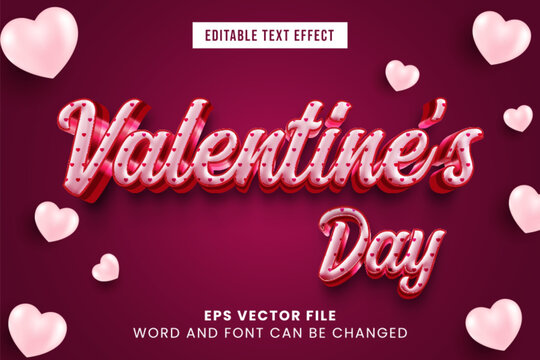 Valentine's day celebration 3d editable text effect. Love pink text style