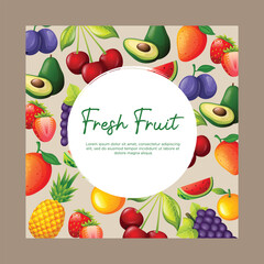 Fruit frame background design for social media post