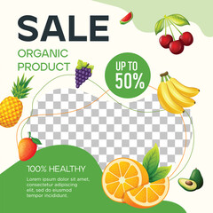 Fresh fruit background with photo for social media post