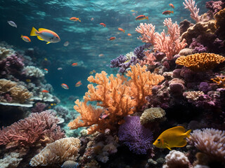 Fototapeta na wymiar The coral reefs are diverse ecosystems important for marine lifes