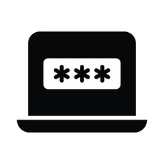 Computer laptop password vector icon