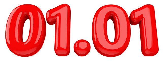 01.01 sale promotion red number 3d render