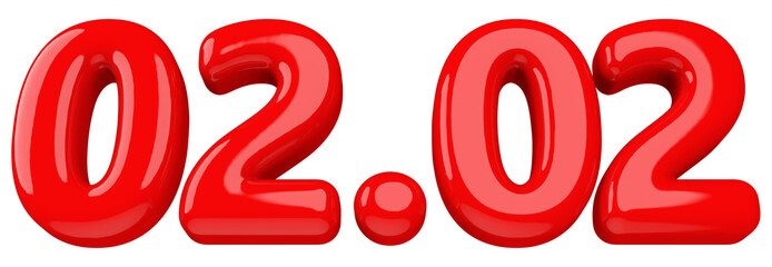 02.02 sale promotion red number 3d render