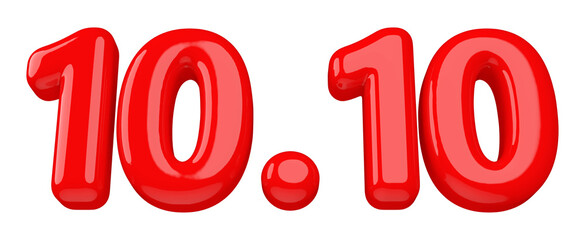 10.10 sale promotion red number 3d render