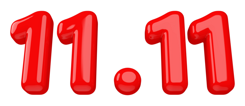 11.11 sale promotion red number 3d render