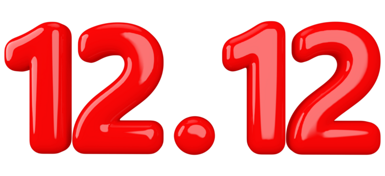 12.12 sale promotion red number 3d render