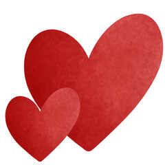 Colorful watercolor red hearts clipart.Romantic hearts clipart for valentines day cards.